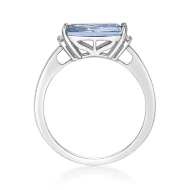 1 ct. t.w. Aquamarine & Diamond Accent Ring 10K White Gold