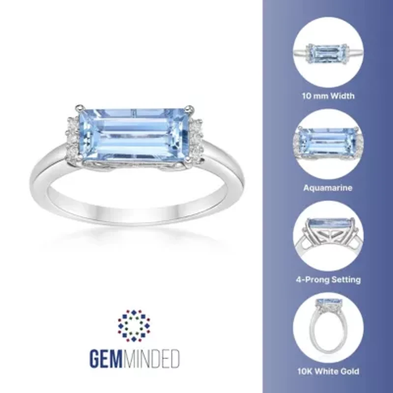 1 ct. t.w. Aquamarine & Diamond Accent Ring 10K White Gold