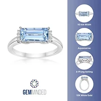 1 ct. t.w. Aquamarine & Diamond Accent Ring 10K White Gold