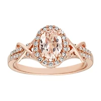 5/8 ct. t.w. Morganite & 1/4 t.w.Diamond Halo Ring 10K Rose Gold