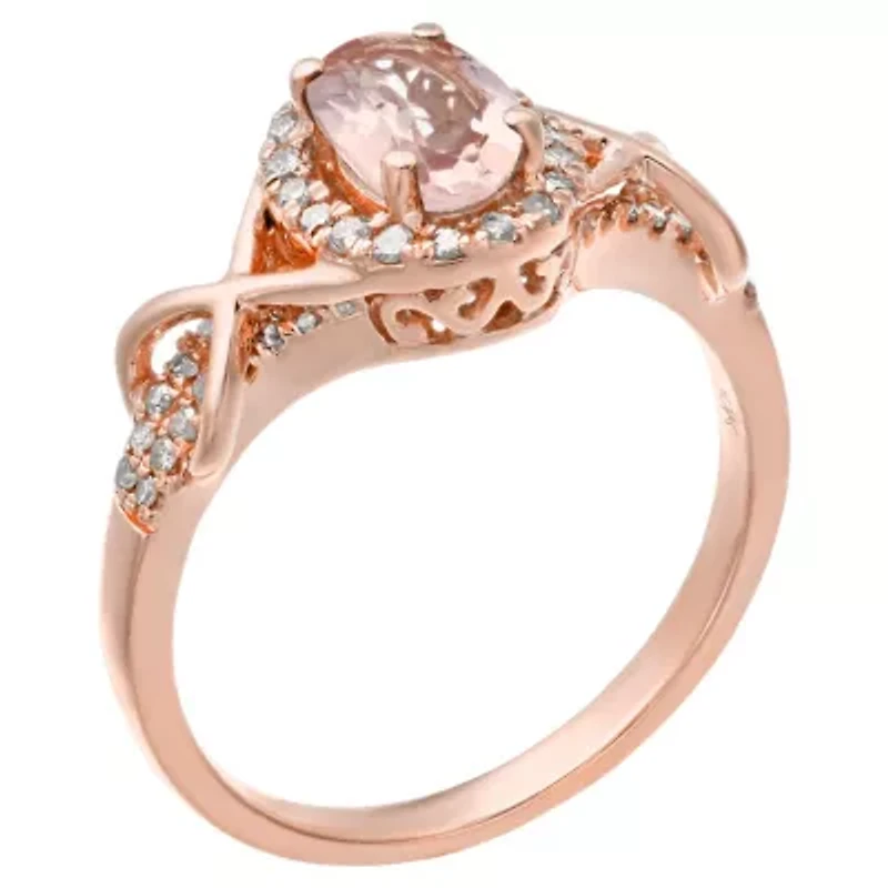 5/8 ct. t.w. Morganite & 1/4 t.w.Diamond Halo Ring 10K Rose Gold