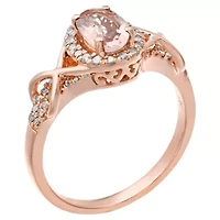 5/8 ct. t.w. Morganite & 1/4 t.w.Diamond Halo Ring 10K Rose Gold