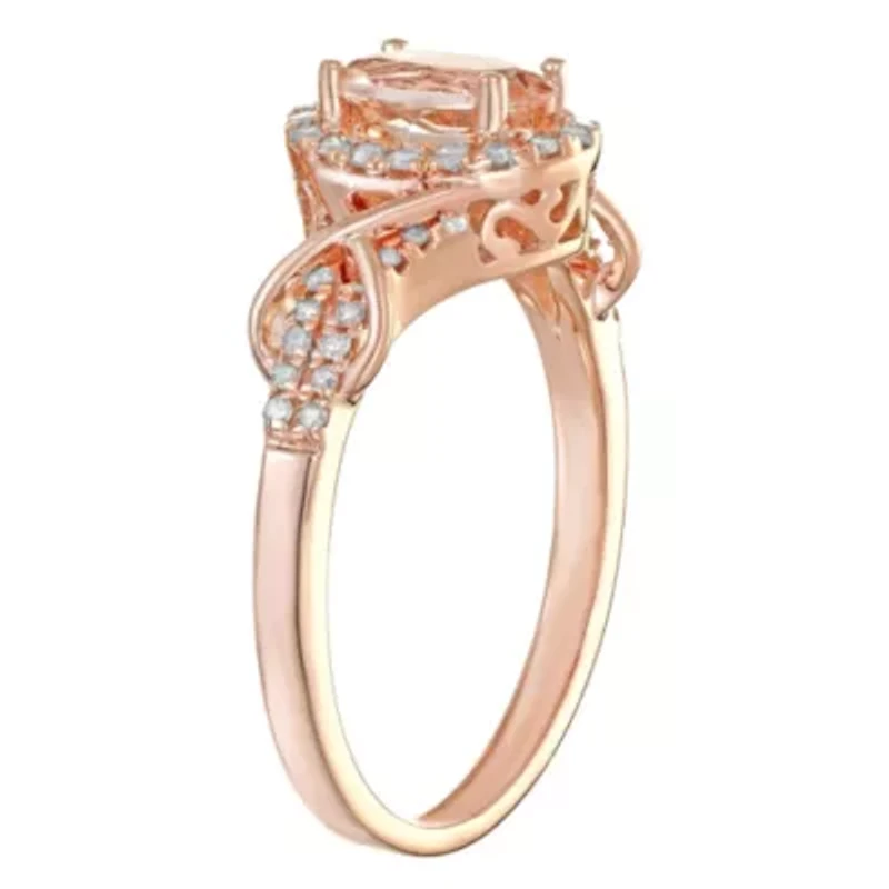 5/8 ct. t.w. Morganite & 1/4 t.w.Diamond Halo Ring 10K Rose Gold