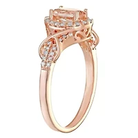 5/8 ct. t.w. Morganite & 1/4 t.w.Diamond Halo Ring 10K Rose Gold