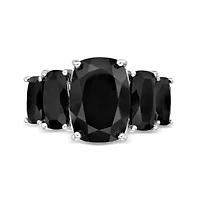 11.6 ct. t.w. Black Onyx Five-Stone Graduated Cushion Ring Sterling Silver