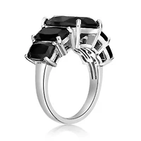 11.6 ct. t.w. Black Onyx Five-Stone Graduated Cushion Ring Sterling Silver