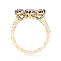 1.2 ct. t.w. Garnet & Lab-Created White Sapphire Flower Ring 2 micron 18k Gold-Plated Sterling Silver