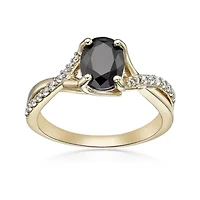 Black Onyx and Lab-Created White Sapphire Ring 2 micron 18k Gold-Plated Sterling Silver