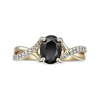 Black Onyx and Lab-Created White Sapphire Ring 2 micron 18k Gold-Plated Sterling Silver