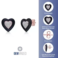 Diamond Accent Heart Earrings Ceramic and Rose Gold Plated Sterling Silver