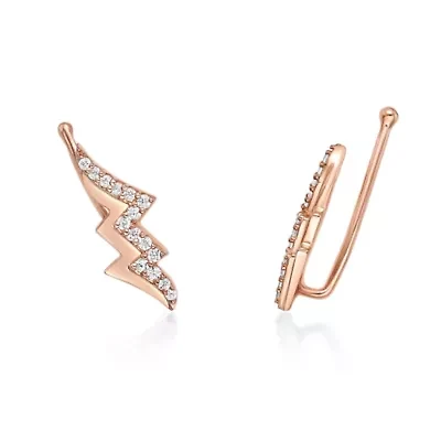 1/6 ct. t.w. Diamond Accent Lightning Bolt Earrings Gold Plated Sterling Silver