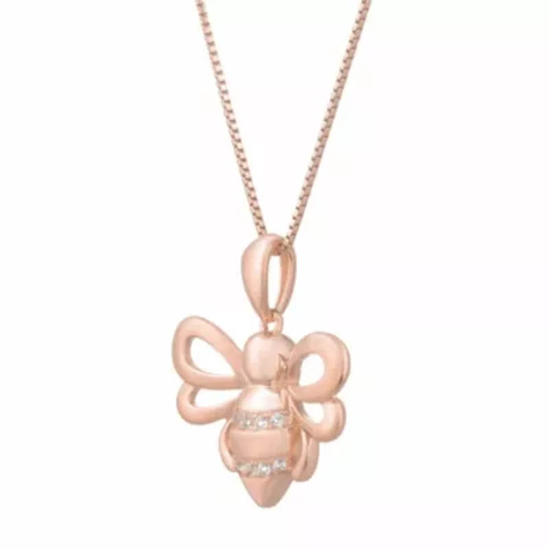 Diamond Accent Bumble Bee Pendant Sterling Silver