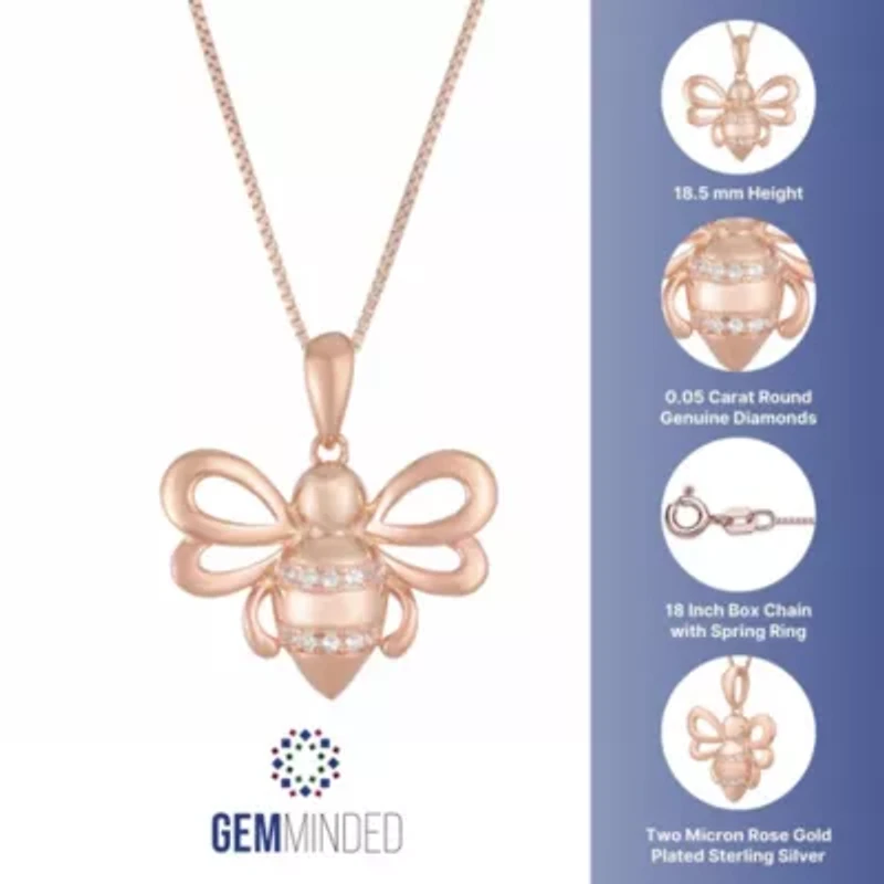 Diamond Accent Bumble Bee Pendant Sterling Silver