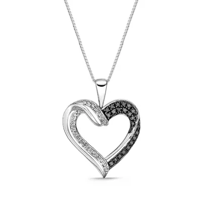 1/6 ct. t.w. Colored and White Diamond Heart Pendant Sterling Silver