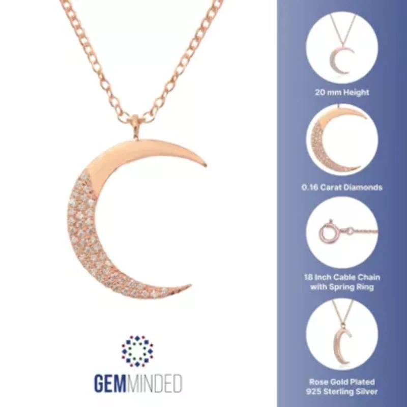 1/ ct. t.w. Diamond Crescent Moon Pendant Sterling Silver