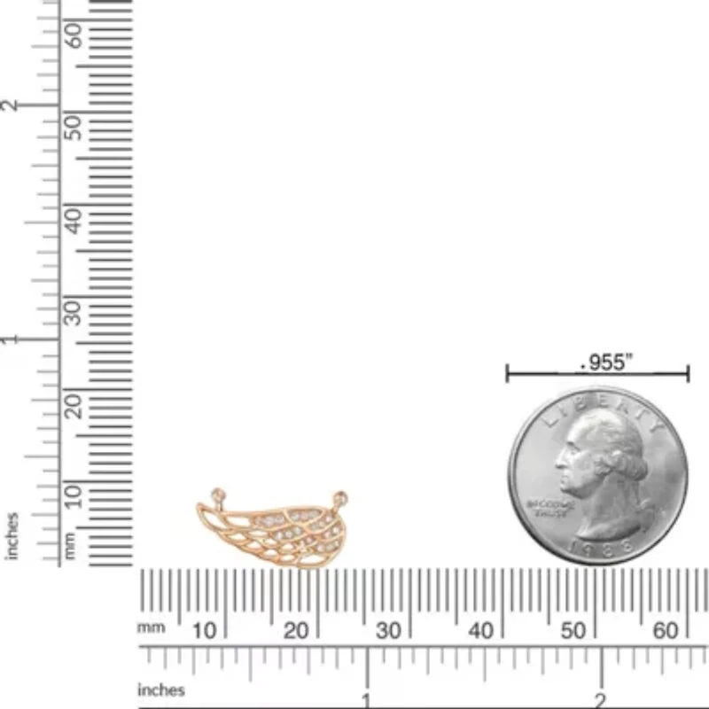 Diamond Accent Sideways Angel Wing Necklace Sterling Silver