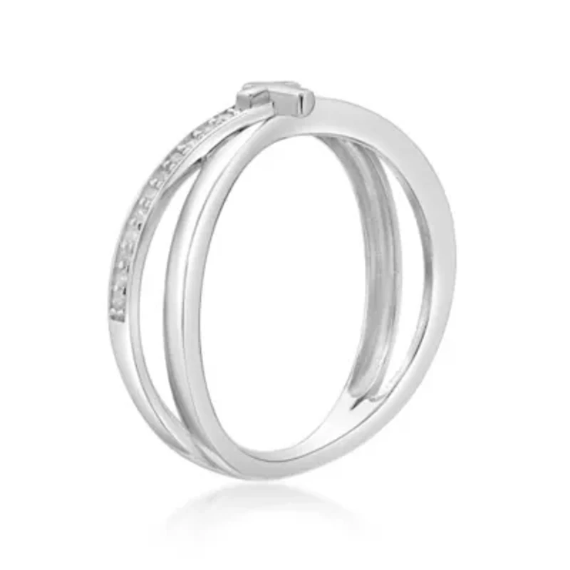 1/10 ct. t.w. Diamond Mini Cross Purity Ring Sterling Silver