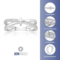 1/10 ct. t.w. Diamond Mini Cross Purity Ring Sterling Silver