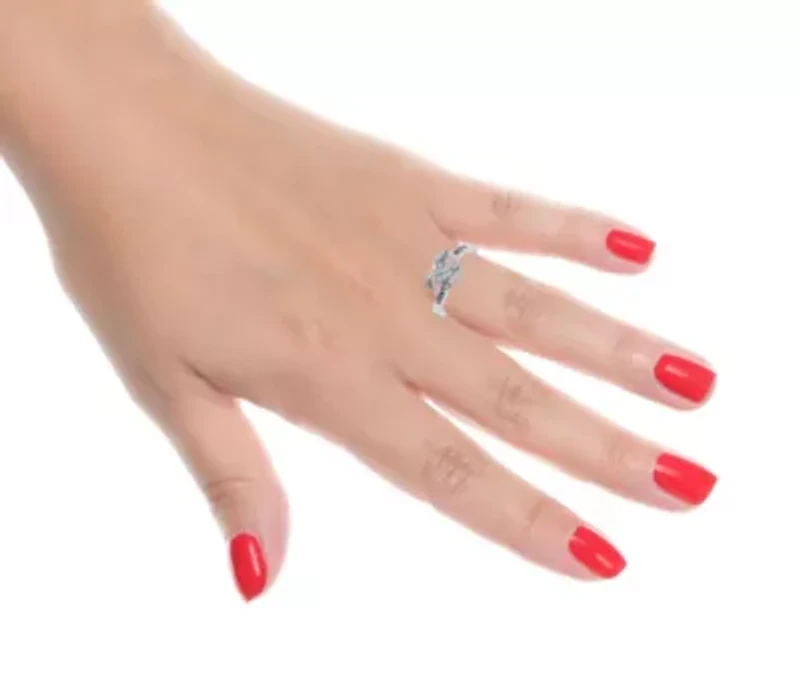 Diamond Accent "Love Waits" Heart Purity Ring Sterling Silver