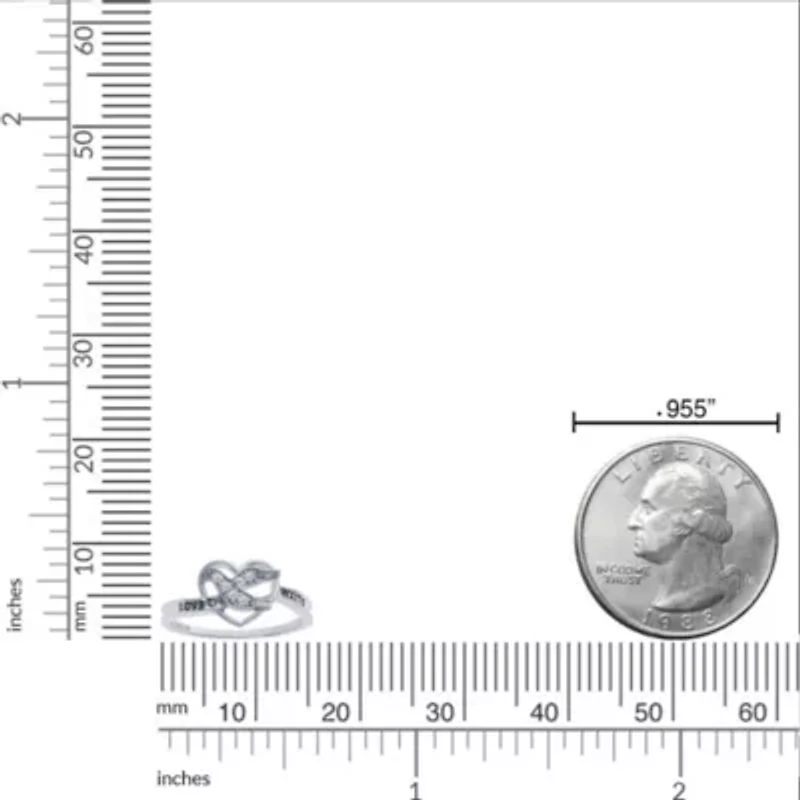 Diamond Accent "Love Waits" Heart Purity Ring Sterling Silver