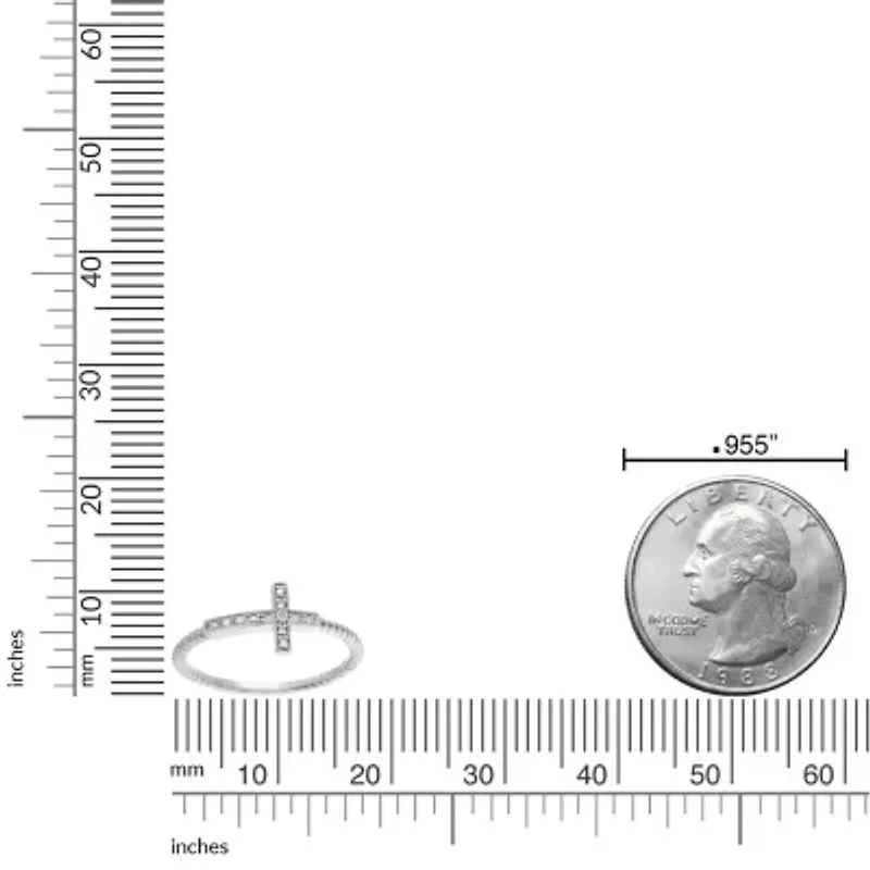 Diamond Accent Sideways Cross Ring Sterling Silver