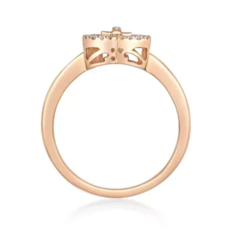 Diamond Accent Heart Cross Ring Sterling Silver