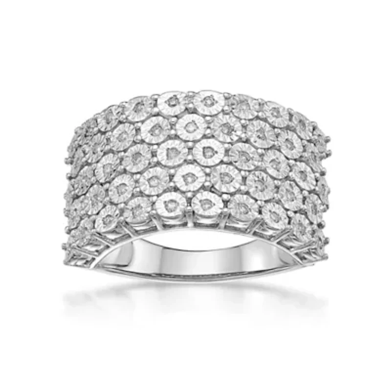 1/5 ct. t.w. Diamond 5 Rows Ring Sterling Silver
