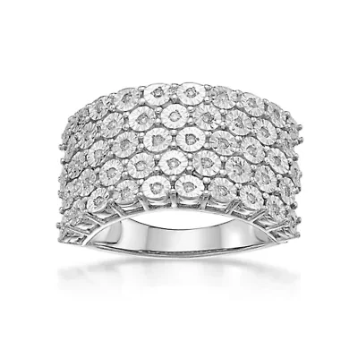 1/5 ct. t.w. Diamond 5 Rows Ring Sterling Silver