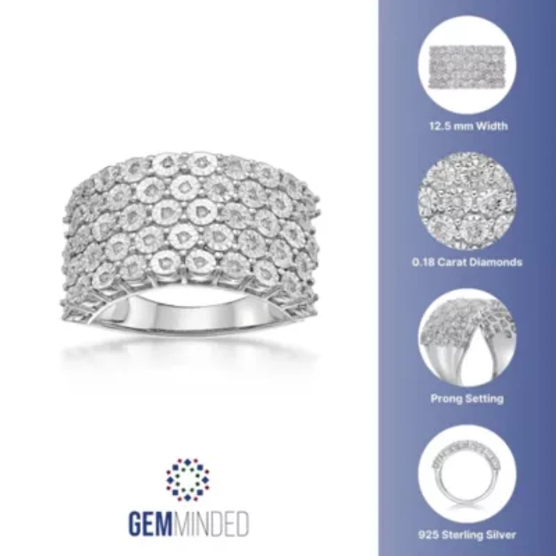 1/5 ct. t.w. Diamond 5 Rows Ring Sterling Silver