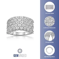 1/5 ct. t.w. Diamond 5 Rows Ring Sterling Silver