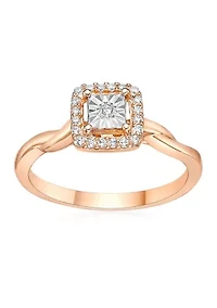 1/8 ct. t.w. Diamond Cushion Frame Twist Shank Ring Sterling Silver