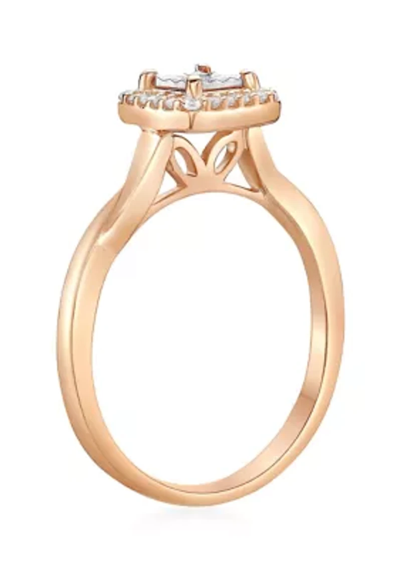 1/8 ct. t.w. Diamond Cushion Frame Twist Shank Ring Sterling Silver