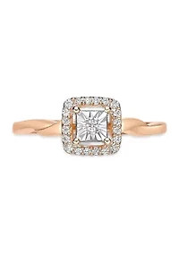 1/8 ct. t.w. Diamond Cushion Frame Twist Shank Ring Sterling Silver