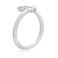 Diamond Accent Heart and Cross Bypass Purity Ring Sterling Silver