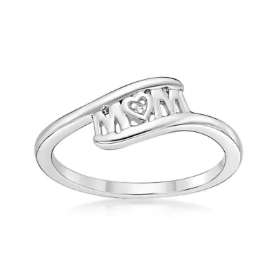 Diamond Accent "Mom" Ring Sterling Silver