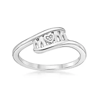 Diamond Accent "Mom" Ring Sterling Silver