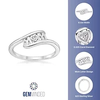Diamond Accent "Mom" Ring Sterling Silver