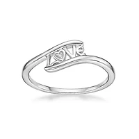 Diamond Accent "Love" Bypass Ring Sterling Silver