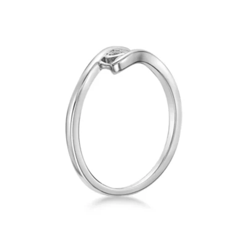 Diamond Accent "Love" Bypass Ring Sterling Silver