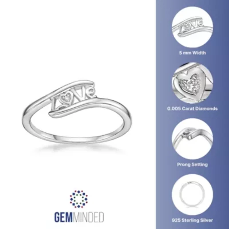 Diamond Accent "Love" Bypass Ring Sterling Silver