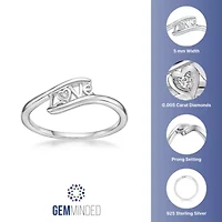 Diamond Accent "Love" Bypass Ring Sterling Silver