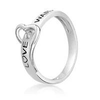 Diamond Accent 'Love Waits' Message Ring Sterling Silver