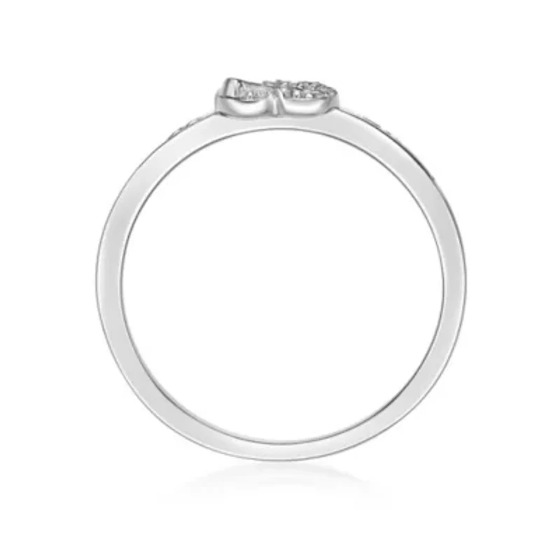Diamond Accent 'Love Waits' Heart and Cross Purity Ring Sterling Silver