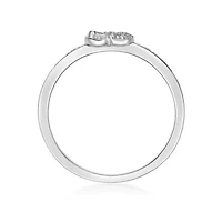 Diamond Accent 'Love Waits' Heart and Cross Purity Ring Sterling Silver