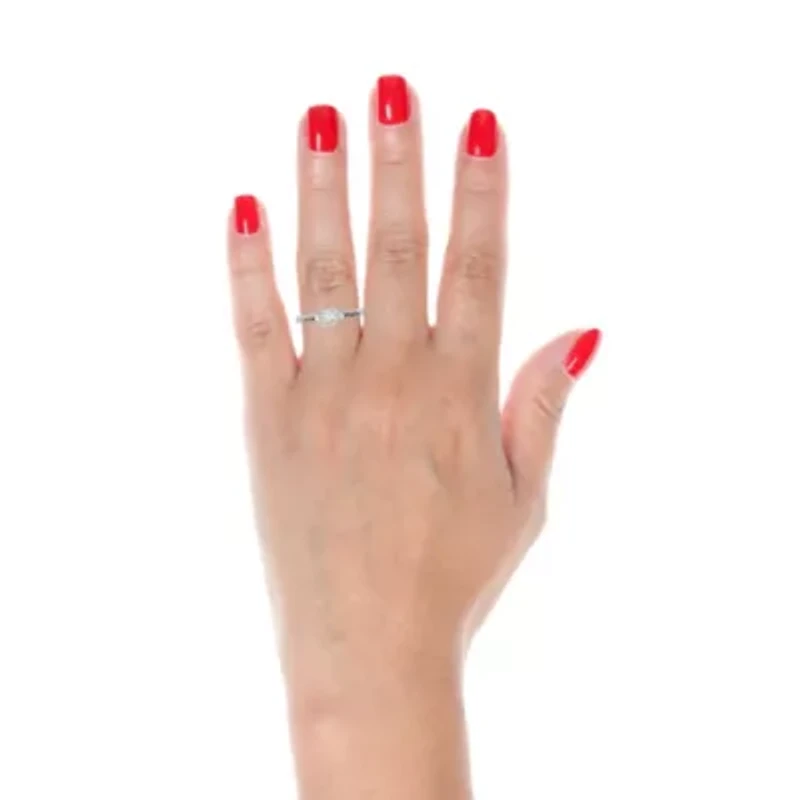 Diamond Accent 'Love Waits' Heart and Cross Purity Ring Sterling Silver