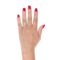 Diamond Accent 'Love Waits' Heart and Cross Purity Ring Sterling Silver