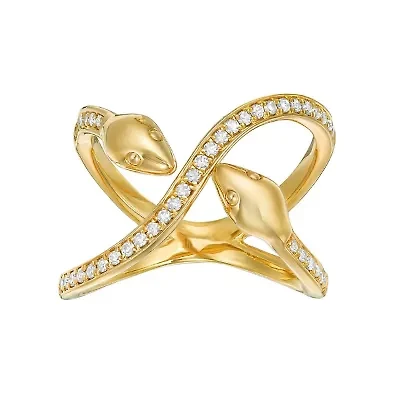 1/4 ct. t.w. Diamond Snake Ring 2 micron Gold Plated Silver