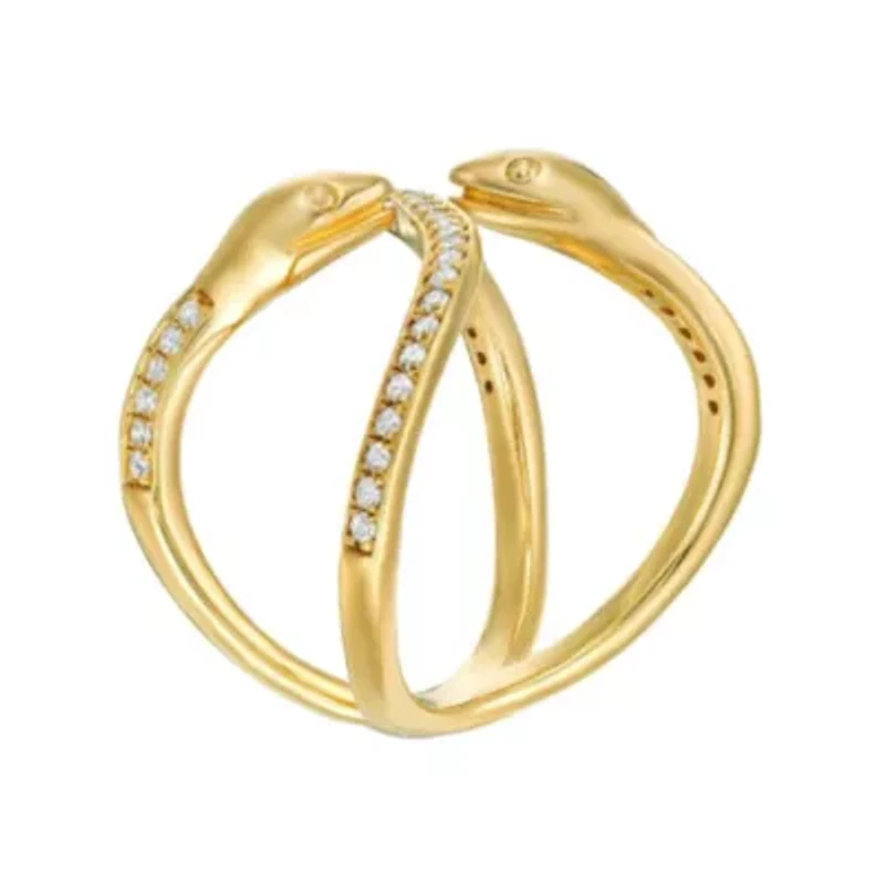 1/4 ct. t.w. Diamond Snake Ring 2 micron Gold Plated Silver