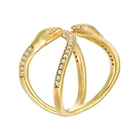 1/4 ct. t.w. Diamond Snake Ring 2 micron Gold Plated Silver