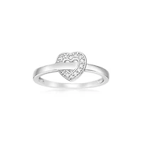 Diamond Accent Heart Shaped Promise Ring Sterling Silver